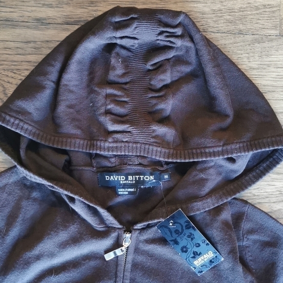 BUFFALO David Bitton Hooded Zip-up Cardigan New Medium - Picture 2 of 7